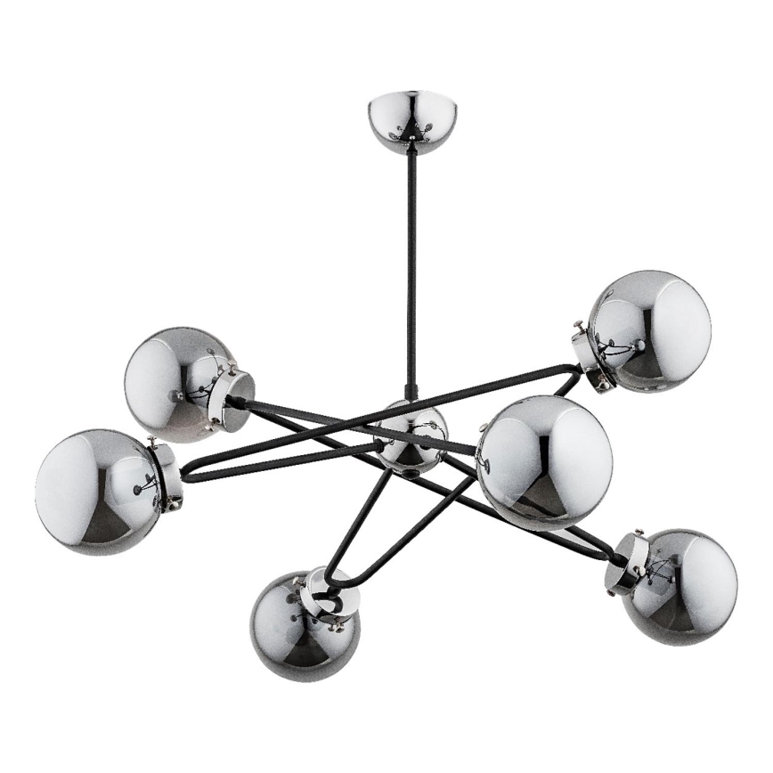Chandelier on a pole SAGITO 6xE14/10W/230V shiny chrome