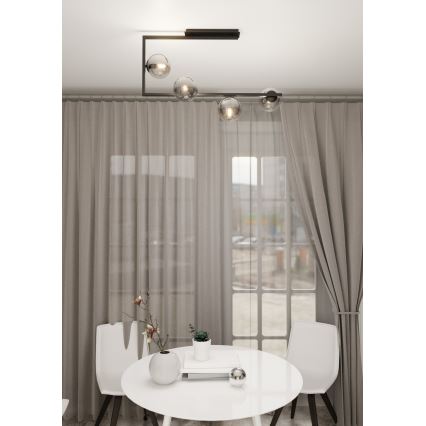 Chandelier on a pole SOMA 4xE14/10W/230V black/grey