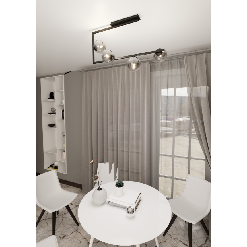 Chandelier on a pole SOMA 4xE14/10W/230V black/grey