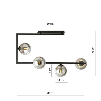 Chandelier on a pole SOMA 4xE14/10W/230V black/grey