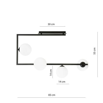 Chandelier on a pole SOMA 4xE14/10W/230V black/white