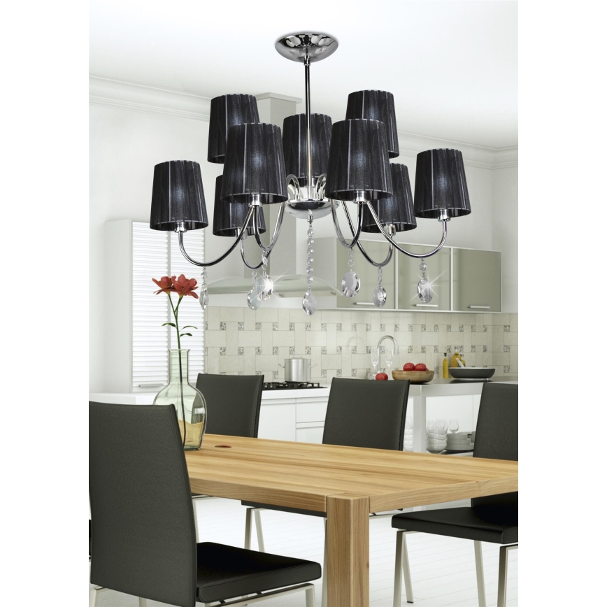 Chandelier on a pole SORENTO 9xE14/40W/230V black