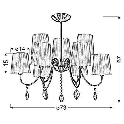 Chandelier on a pole SORENTO 9xE14/40W/230V black