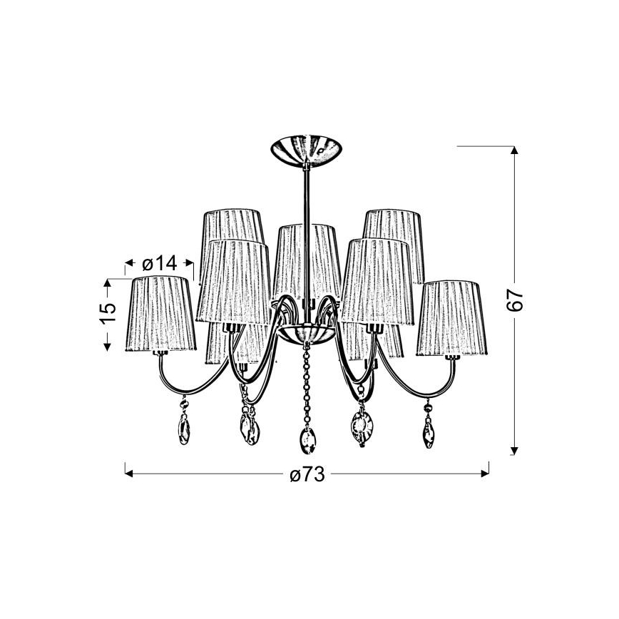 Chandelier on a pole SORENTO 9xE14/40W/230V black
