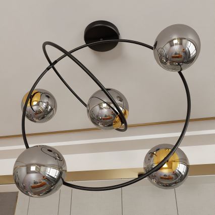 Chandelier on a pole STARDOM 5xE14/10W/230V black/grey