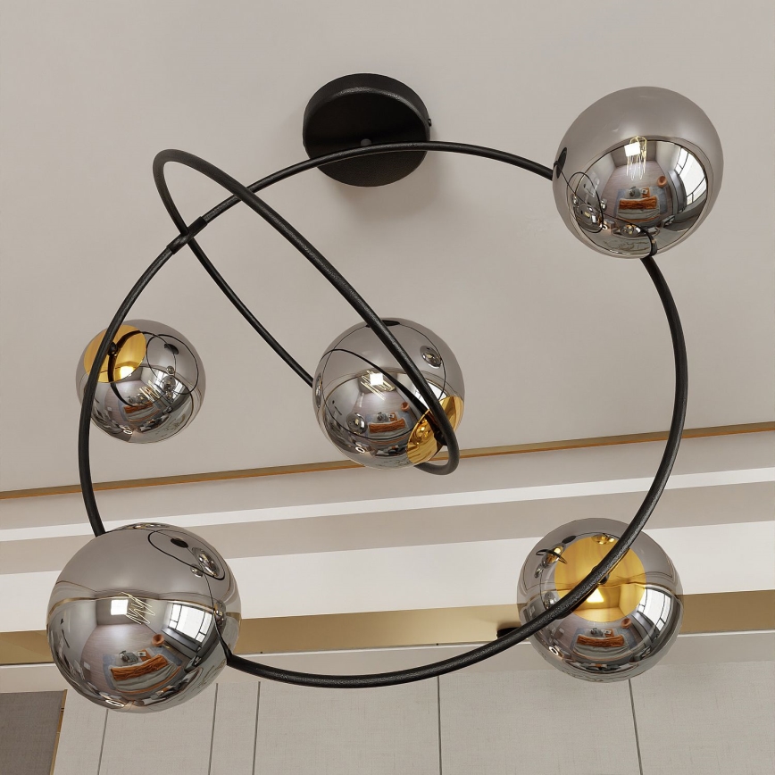Chandelier on a pole STARDOM 5xE14/10W/230V black/grey