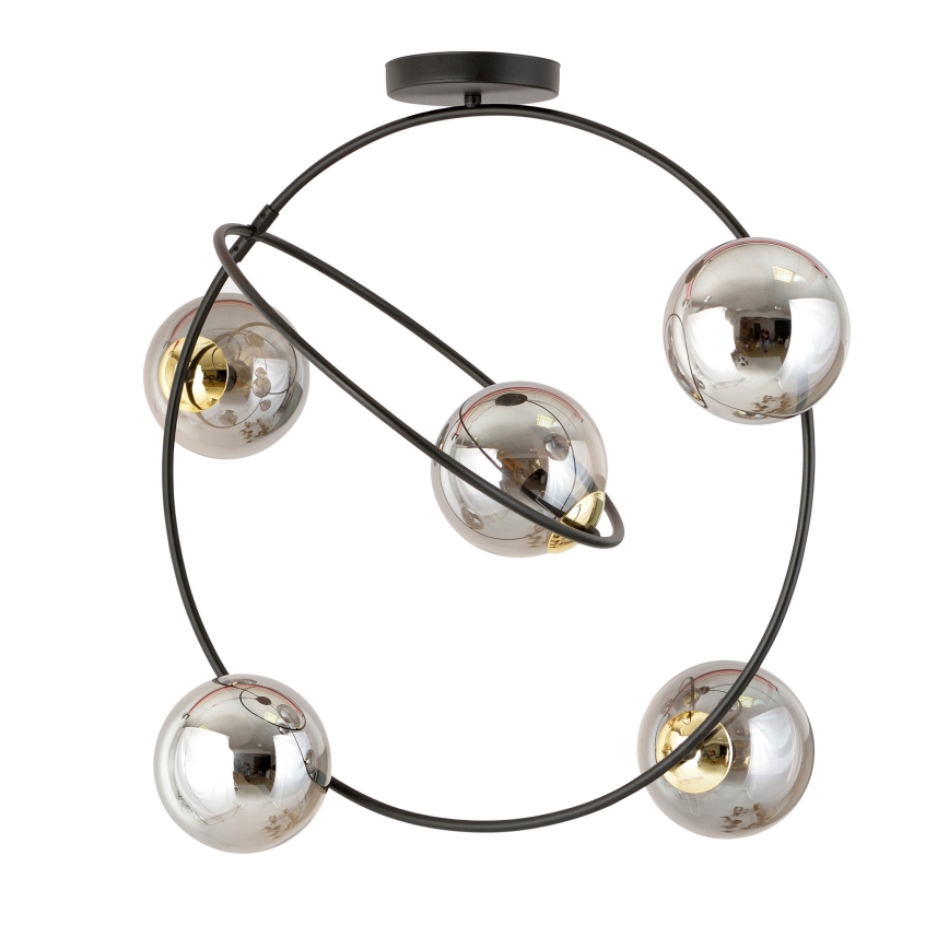 Chandelier on a pole STARDOM 5xE14/10W/230V black/grey