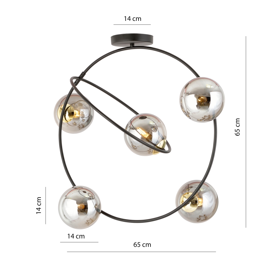 Chandelier on a pole STARDOM 5xE14/10W/230V black/grey