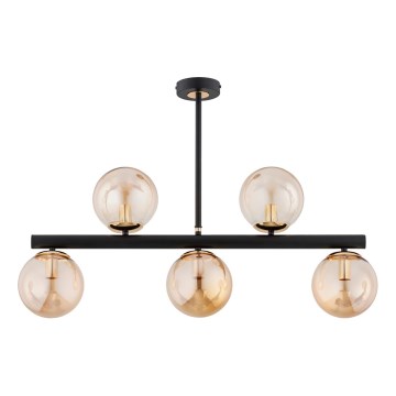 Chandelier on a pole TUKANE 5xE14/10W/230V black/gold