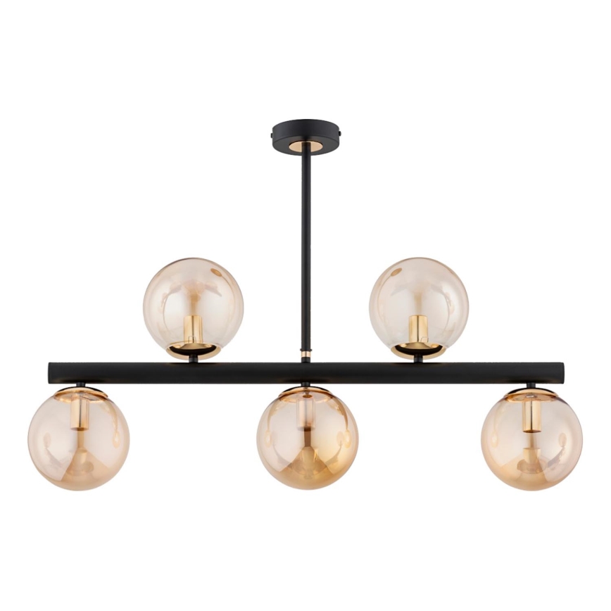 Chandelier on a pole TUKANE 5xE14/10W/230V black/gold