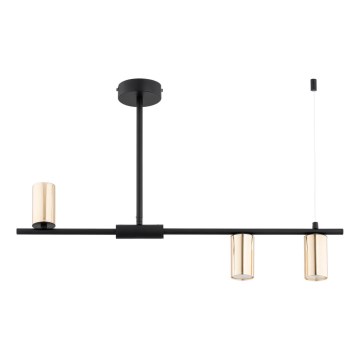 Chandelier on a pole URANOS 3xGU10/10W/230V black/gold