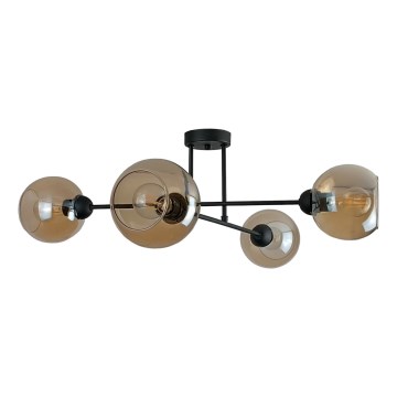 Chandelier on a pole VASCO 4xE27/60W/230V black/smoky beige