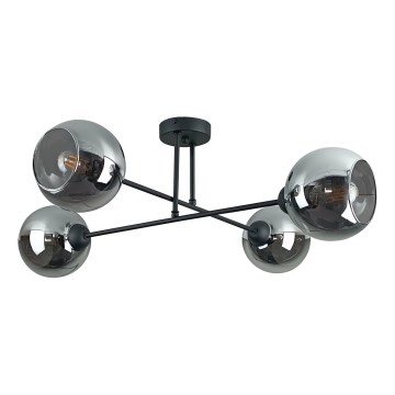 Chandelier on a pole VASCO 4xE27/60W/230V black/smoky black