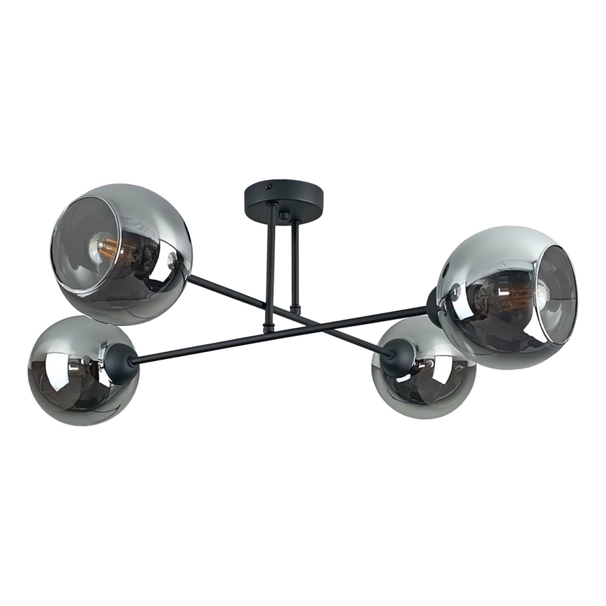 Chandelier on a pole VASCO 4xE27/60W/230V black/smoky black