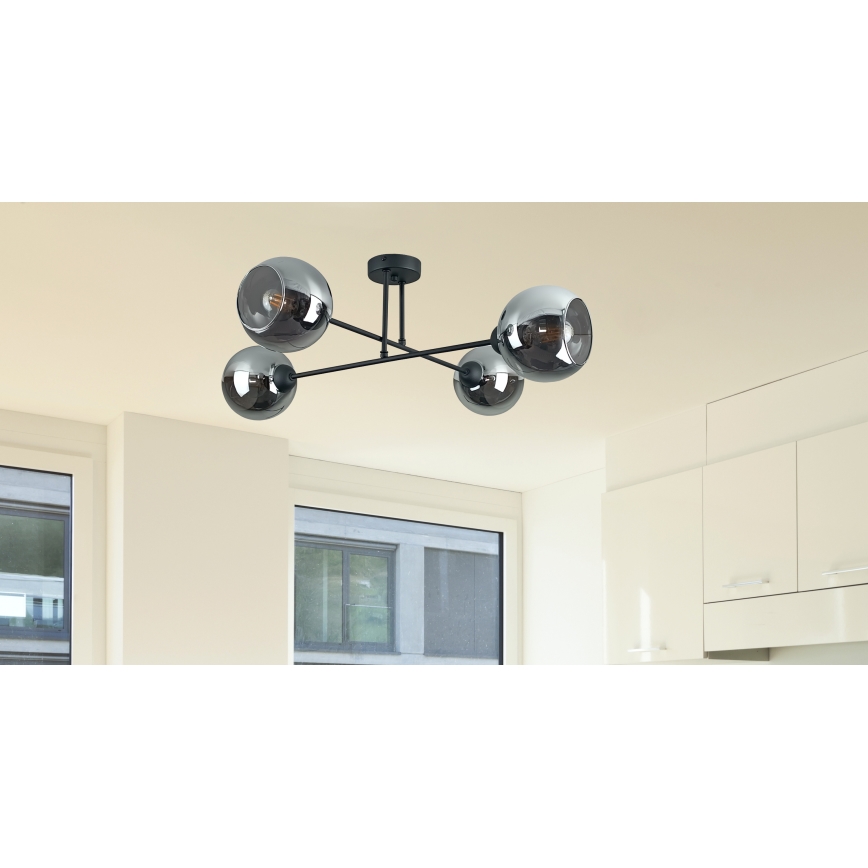 Chandelier on a pole VASCO 4xE27/60W/230V black/smoky black