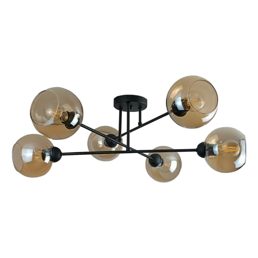 Chandelier on a pole VASCO 6xE27/60W/230V black/smoky beige