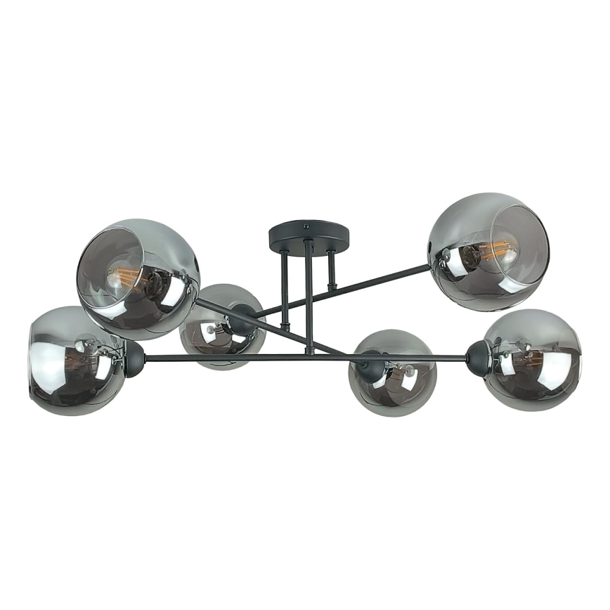 Chandelier on a pole VASCO 6xE27/60W/230V black/smoky black
