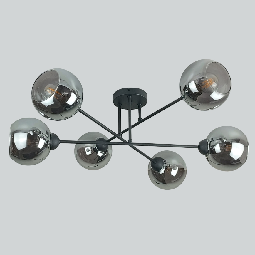 Chandelier on a pole VASCO 6xE27/60W/230V black/smoky black