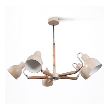 Chandelier on a rod KALITHEA 5xE27/60W/230V beige
