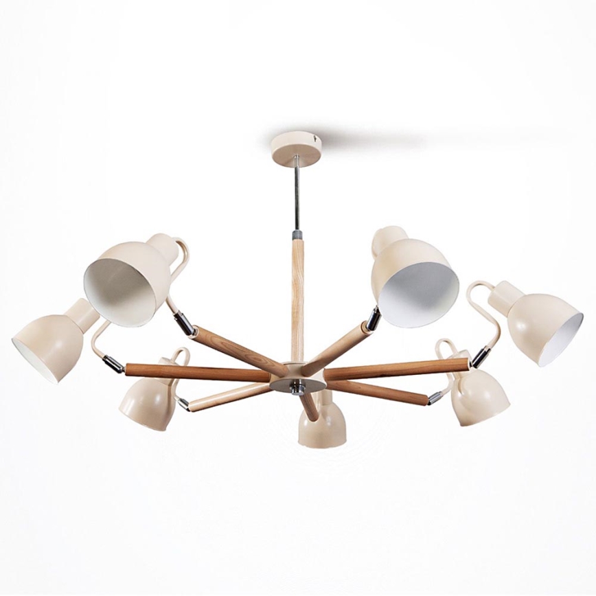 Chandelier on a rod KALLITHEA 7xE27/60W/230V beige