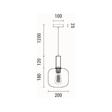 Chandelier on a string 1xE27/15W/230V brown d. 20 cm