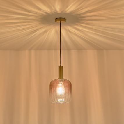 Chandelier on a string 1xE27/15W/230V red/smoky d. 20 cm