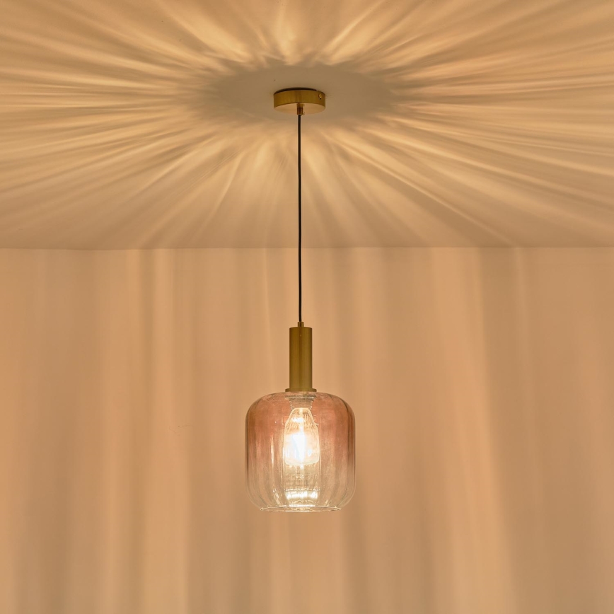 Chandelier on a string 1xE27/15W/230V red/smoky d. 20 cm