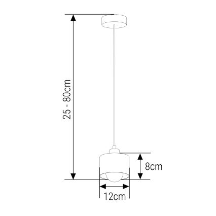 Chandelier on a string 1xE27/35W/230V d. 12 cm black/gold