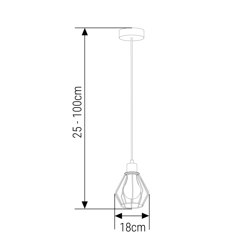 Chandelier on a string 1xE27/35W/230V d. 18 cm black