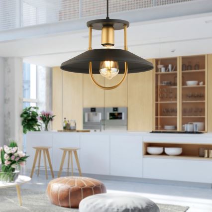 Chandelier on a string 1xE27/40W/230V black/gold