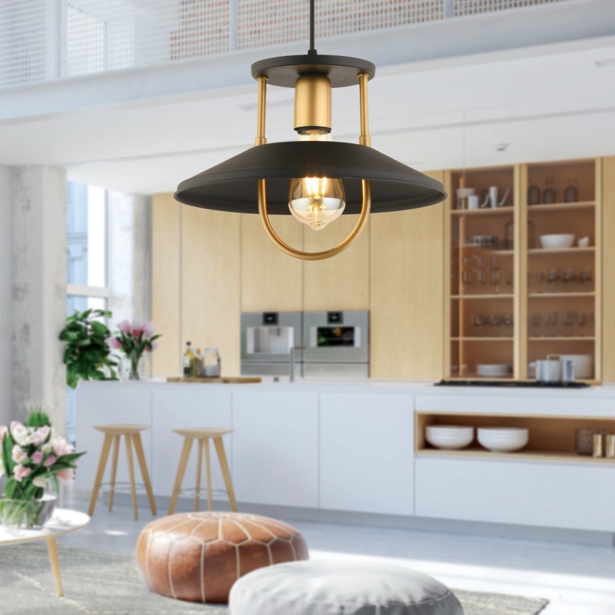 Chandelier on a string 1xE27/40W/230V black/gold