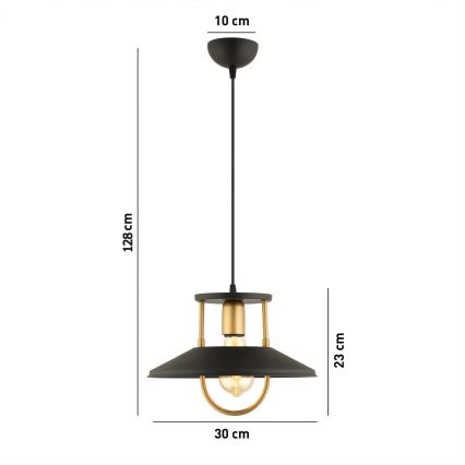 Chandelier on a string 1xE27/40W/230V black/gold