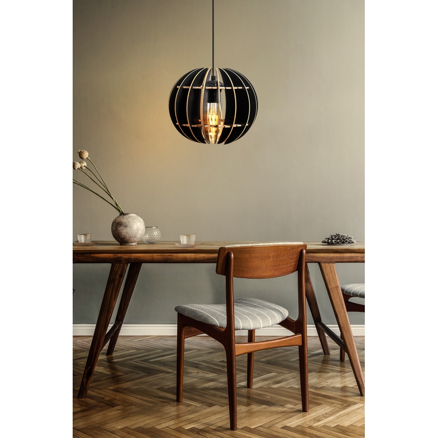 Chandelier on a string 1xE27/60W/230V black d. 20 cm