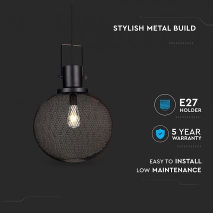 Chandelier on a string 1xE27/60W/230V black