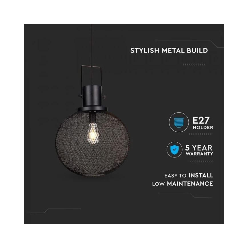 Chandelier on a string 1xE27/60W/230V black