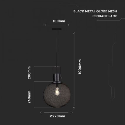 Chandelier on a string 1xE27/60W/230V black