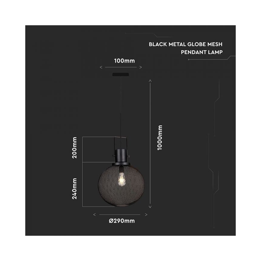 Chandelier on a string 1xE27/60W/230V black