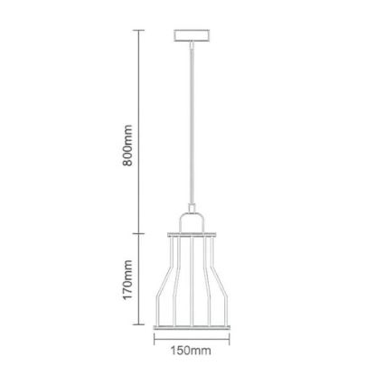 Chandelier on a string 1xE27/60W/230V d. 15 cm black
