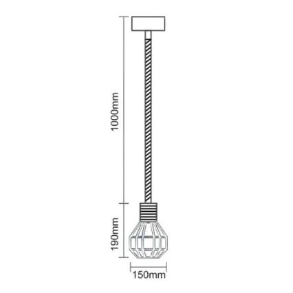 Chandelier on a string 1xE27/60W/230V d. 15 cm