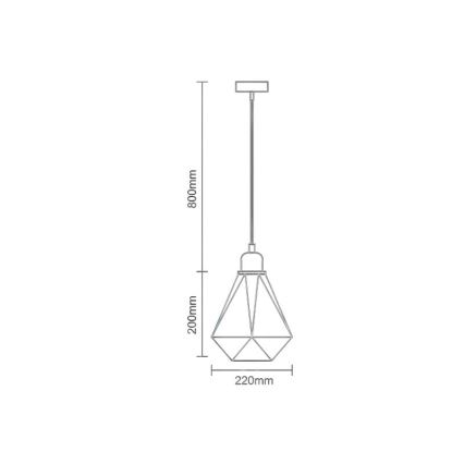 Chandelier on a string 1xE27/60W/230V d. 22 cm copper