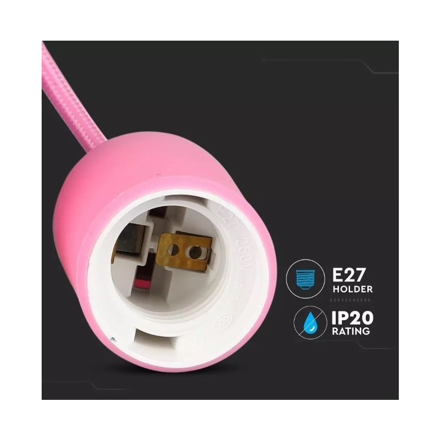 Chandelier on a string 1xE27/60W/230V pink