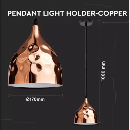 Chandelier on a string 1xE27/60W/230V rosegold
