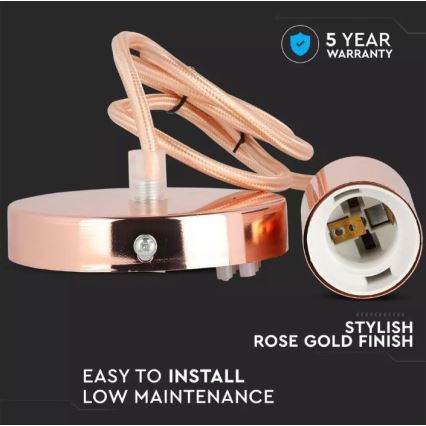 Chandelier on a string 1xE27/60W/230V rosegold