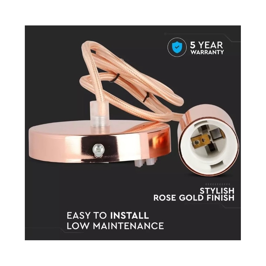 Chandelier on a string 1xE27/60W/230V rosegold