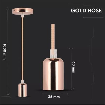 Chandelier on a string 1xE27/60W/230V rosegold