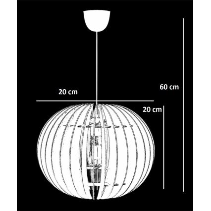 Chandelier on a string 1xE27/60W/230V white d. 20 cm