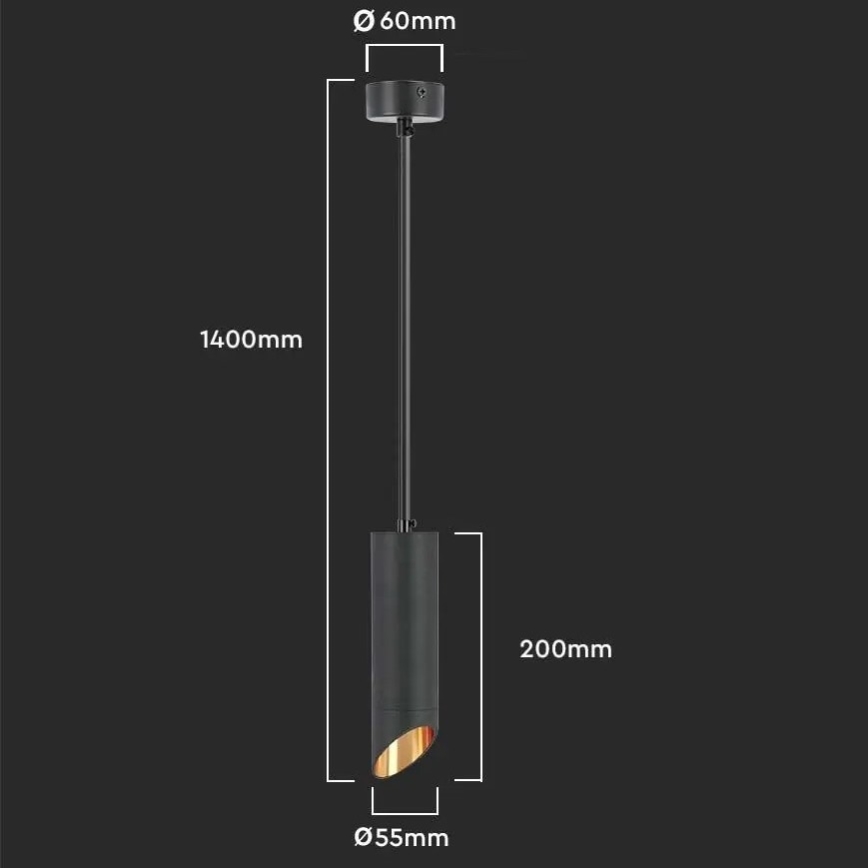 Chandelier on a string 1xGU10/35W/230V 20 cm black