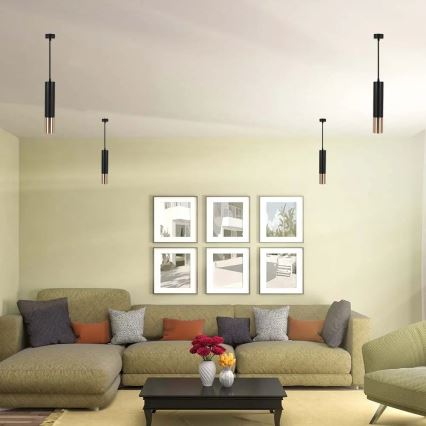 Chandelier on a string 1xGU10/35W/230V 30 cm black/gold