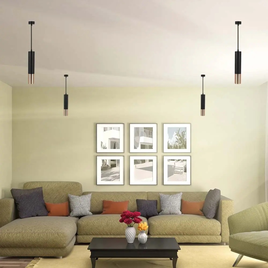 Chandelier on a string 1xGU10/35W/230V 30 cm black/gold