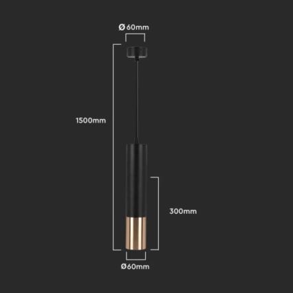 Chandelier on a string 1xGU10/35W/230V 30 cm black/gold